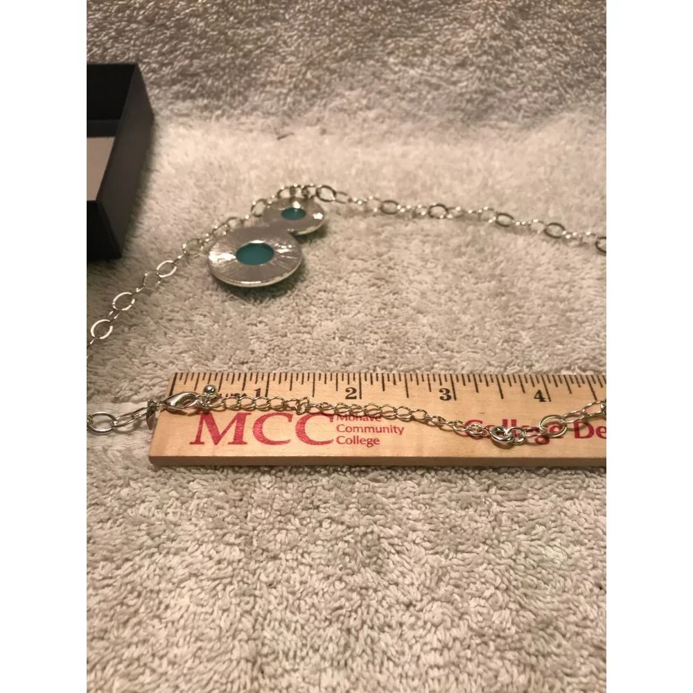 Avon Pacific Opalesque Necklace‎ With Blue Stone & Silver Chain